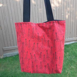 Handmade Guitar Tote bag with pocket